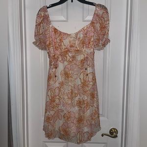 pink and orange floral dress